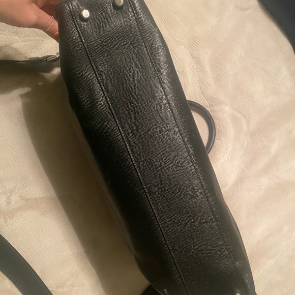 Coach briefcase. Posed w/purse pillow to demonstrate shape. Used once. No marks. - Picture 5 of 7